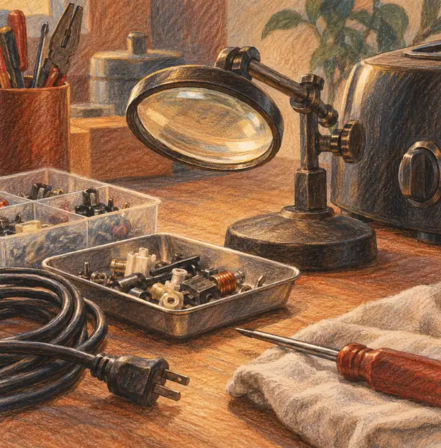 Illustration of repair businesses equipment and workspace